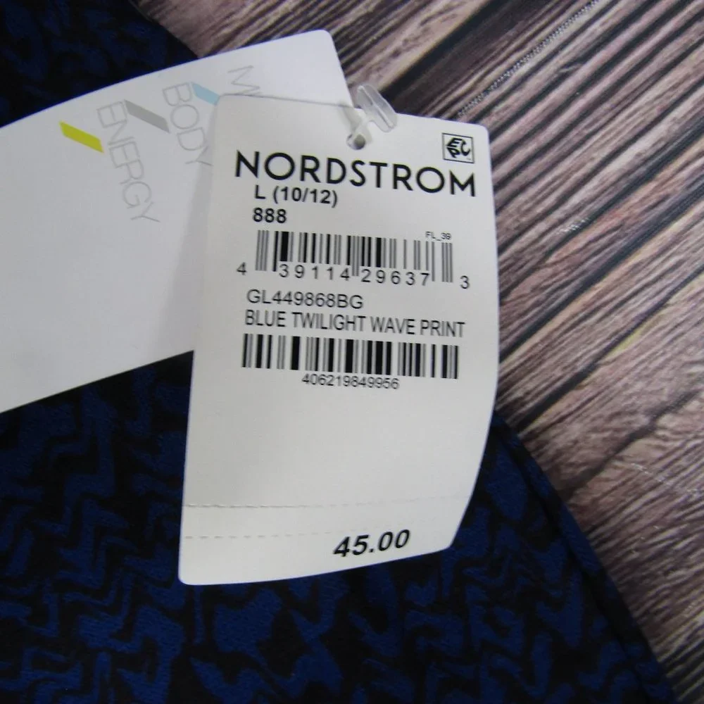 Zella NEW NWT Large Blue Twilight Black Drawstring Waist Fleece Sweatshirt - Picture 2 of 8